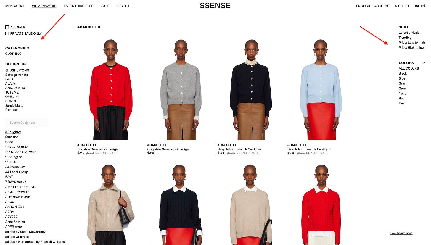 ssense website screenshot