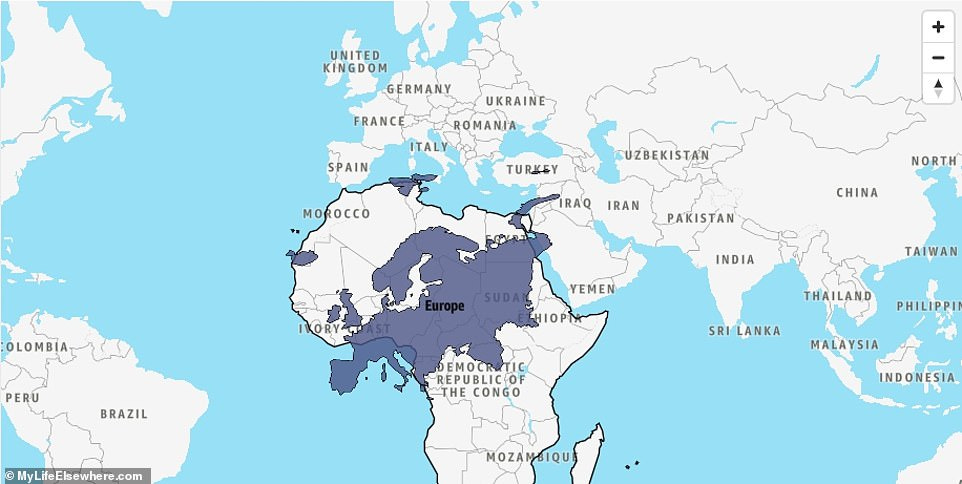 Africa is around 30,365,000 sq km, making it three times bigger than Europe (10,180,000 sq km) Africa is around 30,365,000 sq km, making it three times bigger than Europe (10,180,000 sq km)