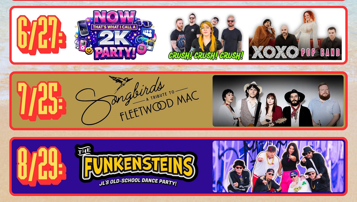 May be an image of text that says 'LANDING CONCERT EWM ENMPROMOTIONS PROMO IONS 2026 SUMMER เ nςO' SERIES PRESENTED BY 5/30- JOHNSONS BACKI TO THE BASH! NERDS GONE WILD 上 POP BAND 6/2]- THATS WHAT CALLA 2K PARTY! CRUSH! CRUSH! CRUSH! 7/25- Songturd FLEETWOOD n0OMac TAιBиTET MAC 8/29- THE FUNKENSTEINS JL'SOLD.SCHOOL_DANCEPARTY! JL'S OLD- SCHOOL DANCE PARTY! HRISTIANL KRAMER 10/2-10/3 FEST i niNeTiES VivetiES-NaTURE NOTuRE 看气T韓哪国通一山 GETTICKETS AT JOHNSONSLANDINGWNY.COM'