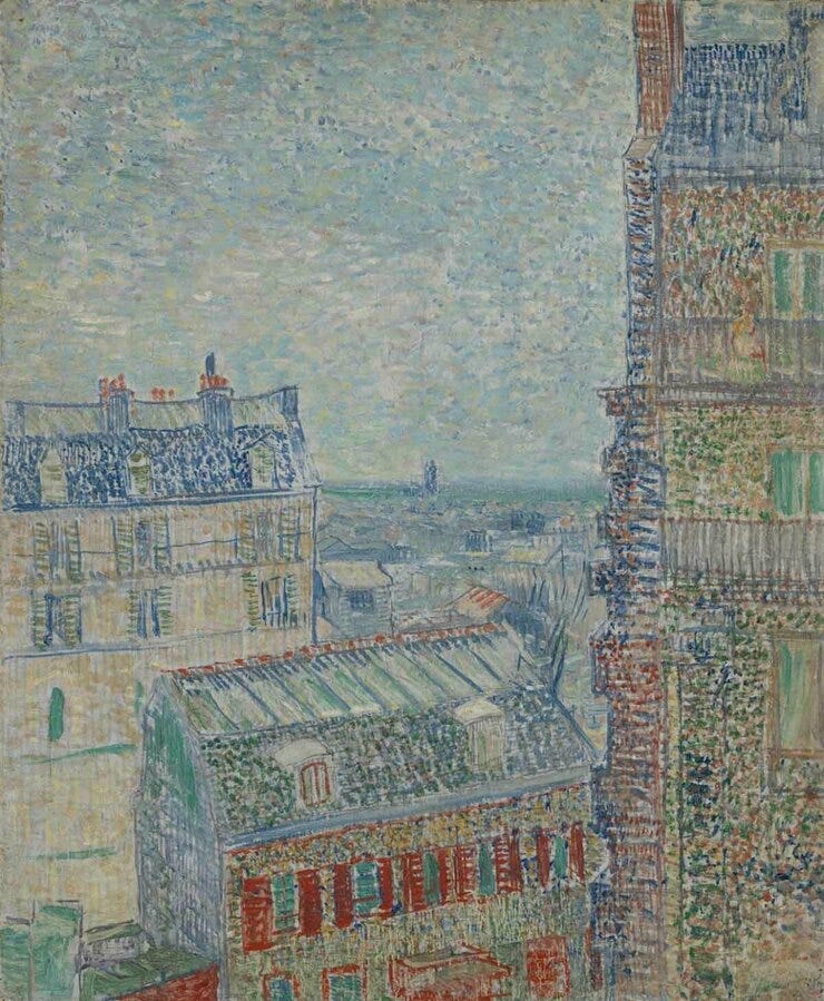 'Gezicht vanuit Theo's appartement' 1887 - olieverf op doek: Vincent van Gogh (heromst: coll. Van Gogh Museum, Amsterdam - Vincent van Gogh Stichting) 'Gezicht vanuit Theo's appartement' 1887 - olieverf op doek: Vincent van Gogh (heromst: coll. Van Gogh Museum, Amsterdam - Vincent van Gogh Stichting)