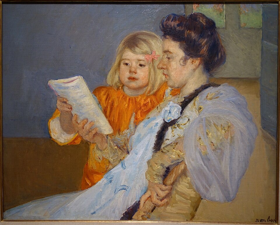 File:The Reading Lesson by Mary Cassatt, c. 1901, oil on canvas - Dallas Museum of Art - DSC04845.jpg