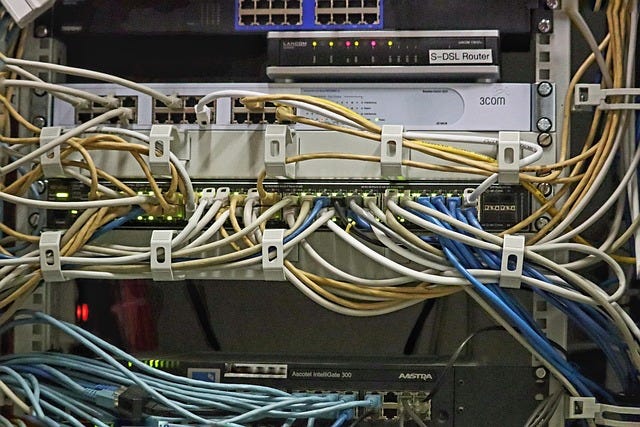 Ethernet cables connected to servers