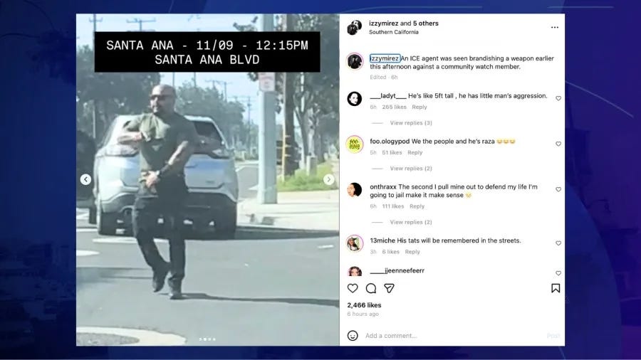 ICE agent pulls firearm on female driver behind him, Orange County police  say