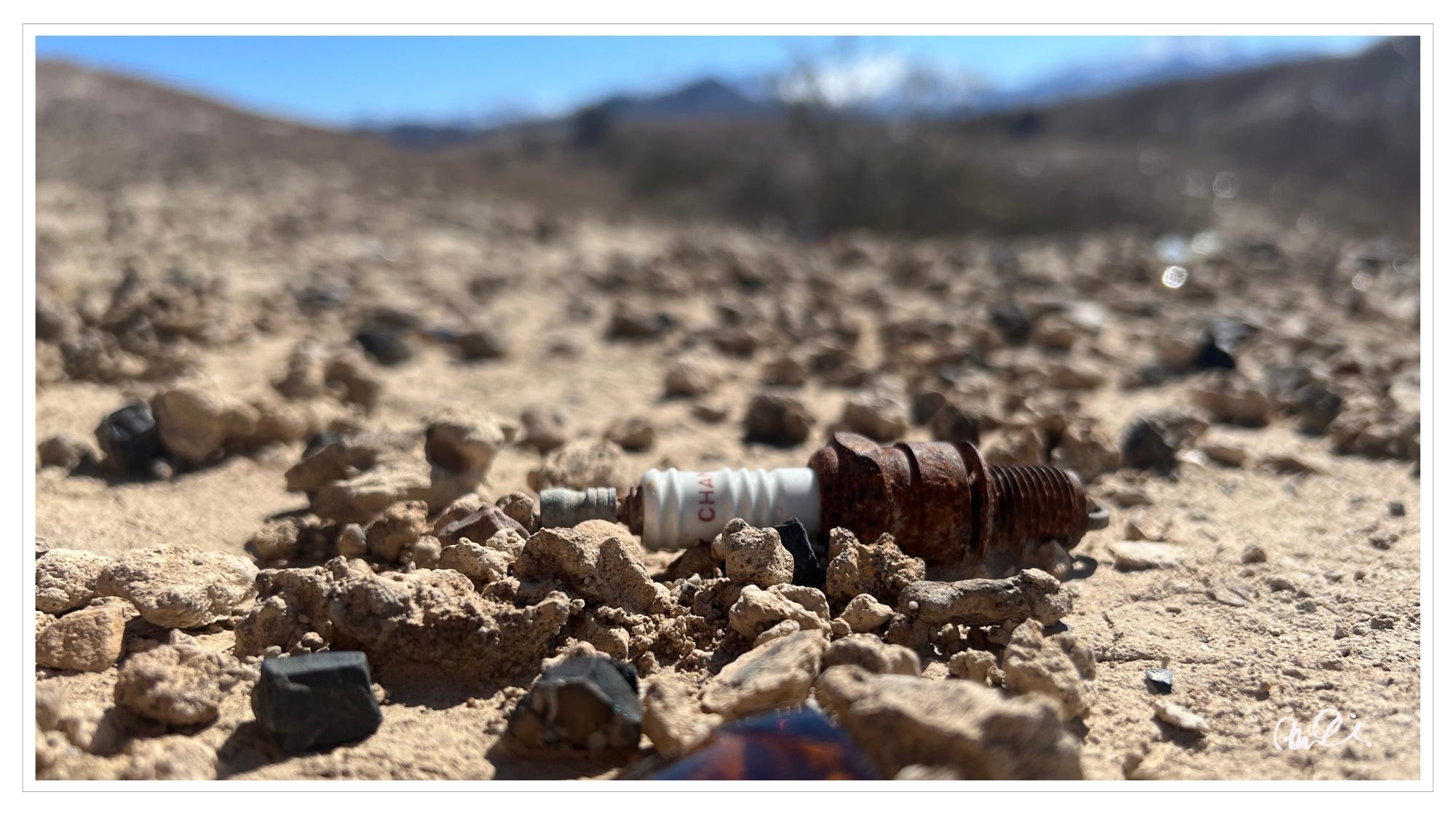Rusted spark plug, desert floor, Mohave Desert, NV