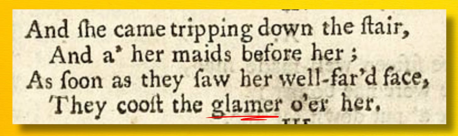 Old Scottish poem with the line "They cast the glamour over her"
