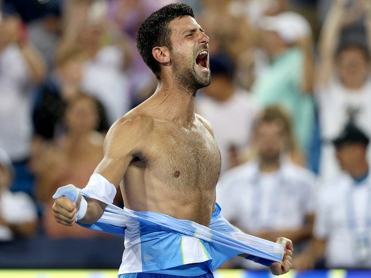 Novak Djokovic Rips Off Shirt To Celebrate Cincinnati Open Title Novak Djokovic Rips Off Shirt To Celebrate Cincinnati Open Title