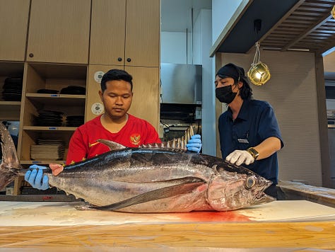 Tuna carving show, Okinawa, Japan