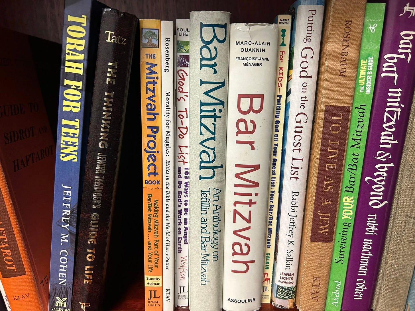 May be an image of text that says 'TORAH Ta иnbl 0 HO TIIIS MOURITO JEFFREY M. TO 田 COHEN 外 LIFE Bar FRANÇOISE-ANN ANNE For 兰 Rosenberg ROSENBAUM te MARC-ALAIN Putting OUAKNIN Mitzvah Morality Muggles: MENAGER KIDS- God LUNTTTTE IXESESES CGGGD A bat on ውምምት! the Project Ethics for To-Do ΦΥ Mitzvah Bar on Guest ZA LIVE Bar/Bat beyond Mitzvah mítzvah BOOK the List Bar/Bat Making and Bible Tefillin Bar Anthology Mitzvah Bar/Bat RabbiJeffrey Jeffrey Mitzvah Mitzvah World the and JEW สินจุญุณท a nachman raBbl, E and Part HPHSO K. Your ofYour Wolfson on Salkin JEWISH ".. ASSOULINE Axelrod ขอนอา TAROT ROT Helman TI LGarTs'