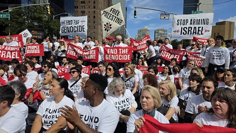 Photos from NYC where hundreds protested Israeli Prime Minister Benjamin Netanyahu's speech before the United Nations General Assembly on Sept. 24, 2026. (Source: Jon Farina)