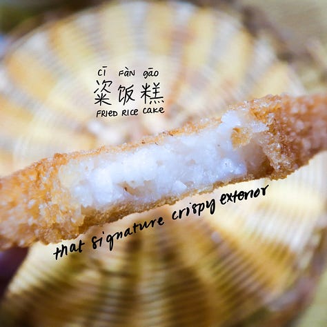 Fried rice cake (粢饭糕, cī fàn gāo)