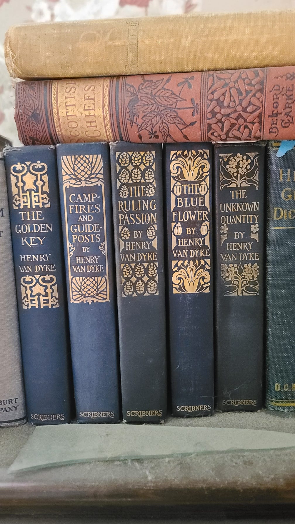 A collection of antique books.