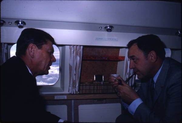 Florida Memory • Florida Governor Claude Kirk, right, on a plane with California Governor Ronald ...
