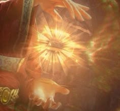 This may contain: an image of a man holding something in his hand with the sun shining behind him