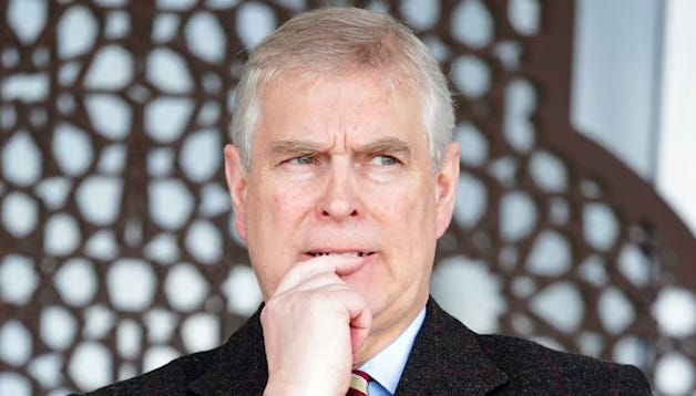 Prince Andrew frowning
