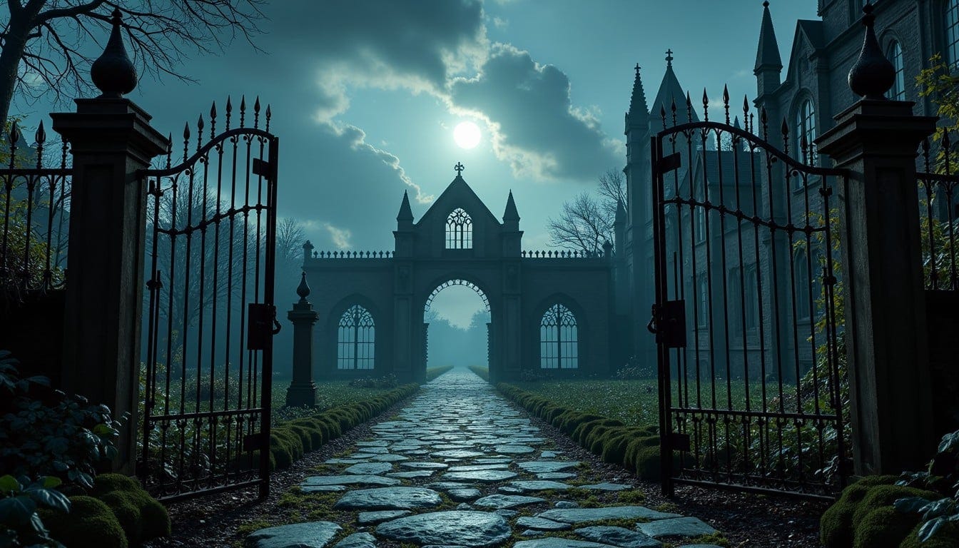 Free Haunted Garden Path Image - Gothic, Gates, Moonlight | Download at  StockCake