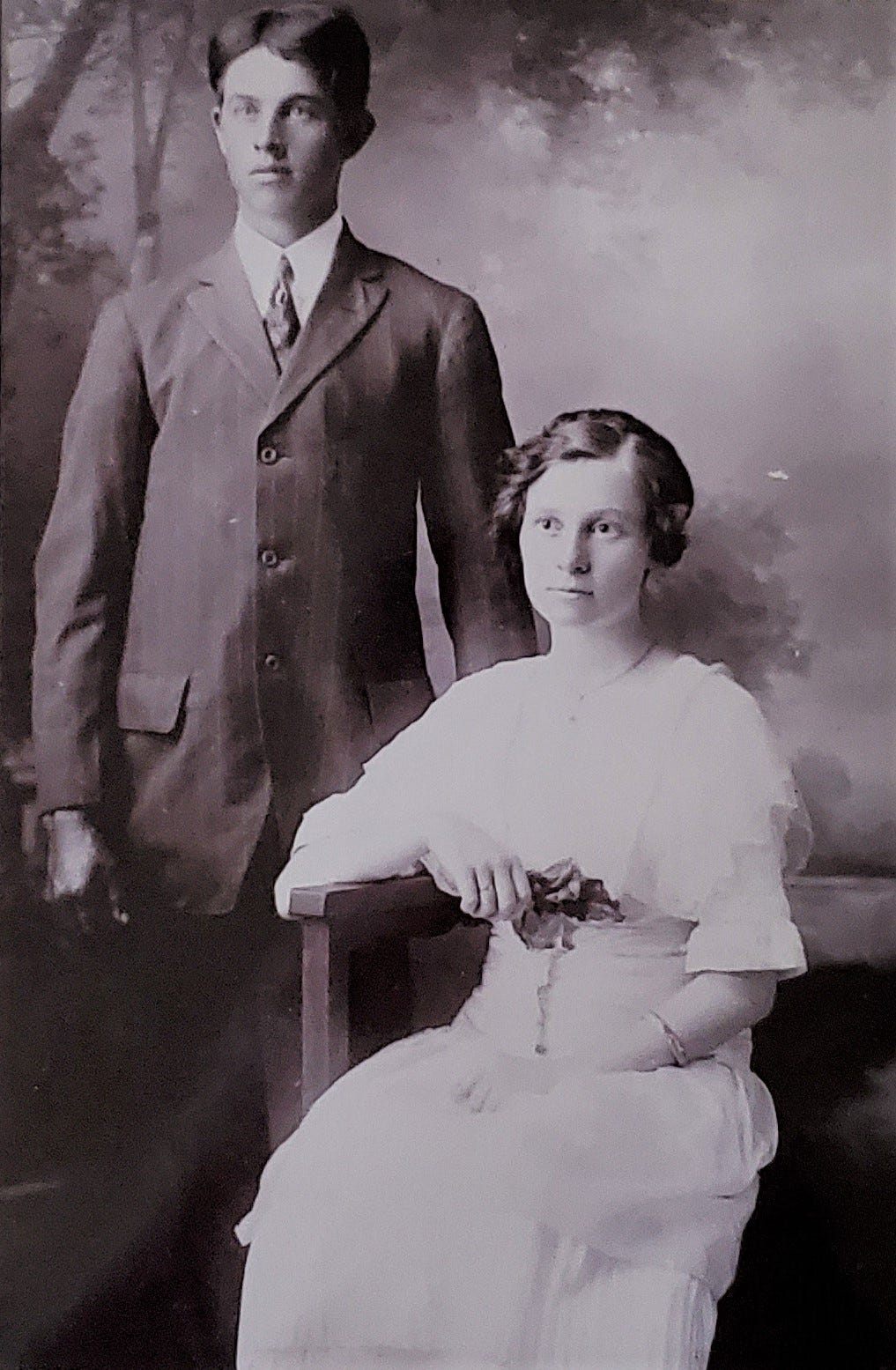 Guy Kay and Rebecca May Hall, 1915 in Oklahoma; a wedding portrait