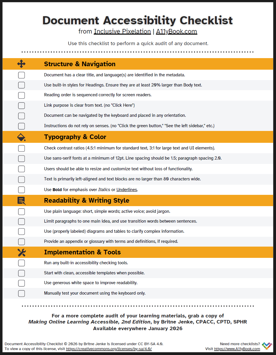 Accessible Handouts, Job Aids, and other Materials