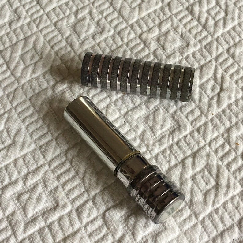 Vintage Clinique Dramatically Different Lipstick Grape Cognac. Remoisturizing Lipstick. Fluted Silver Tube Design. 7/16 of Lipstick. image 1