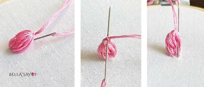 needle going through the top of 3d stitch
