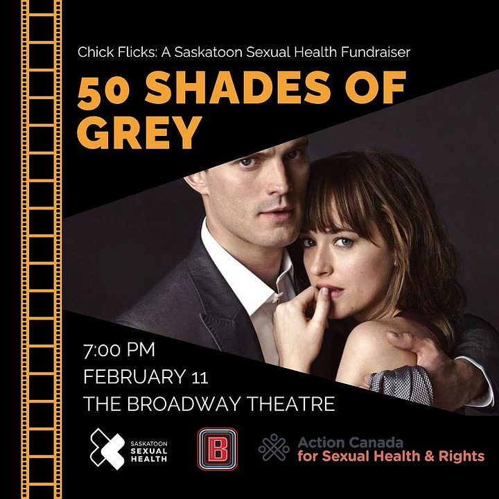 YXE Sexual health logo and 50 shades of grey poster