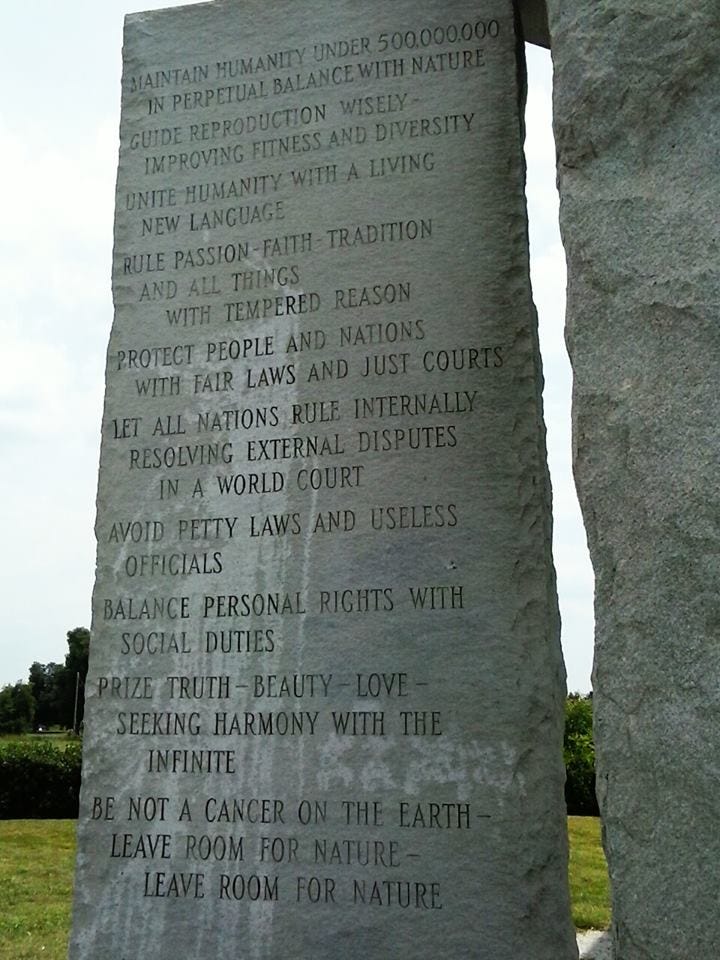 Georgia Guidestones Depopulation Agenda