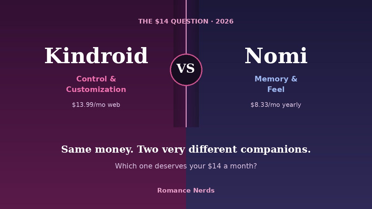 Kindroid vs Nomi 2026 Kindroid vs Nomi 2026