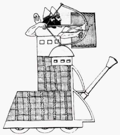 Reconstruction of Assyrian battering ram | Lachish, Bible land, Ancient