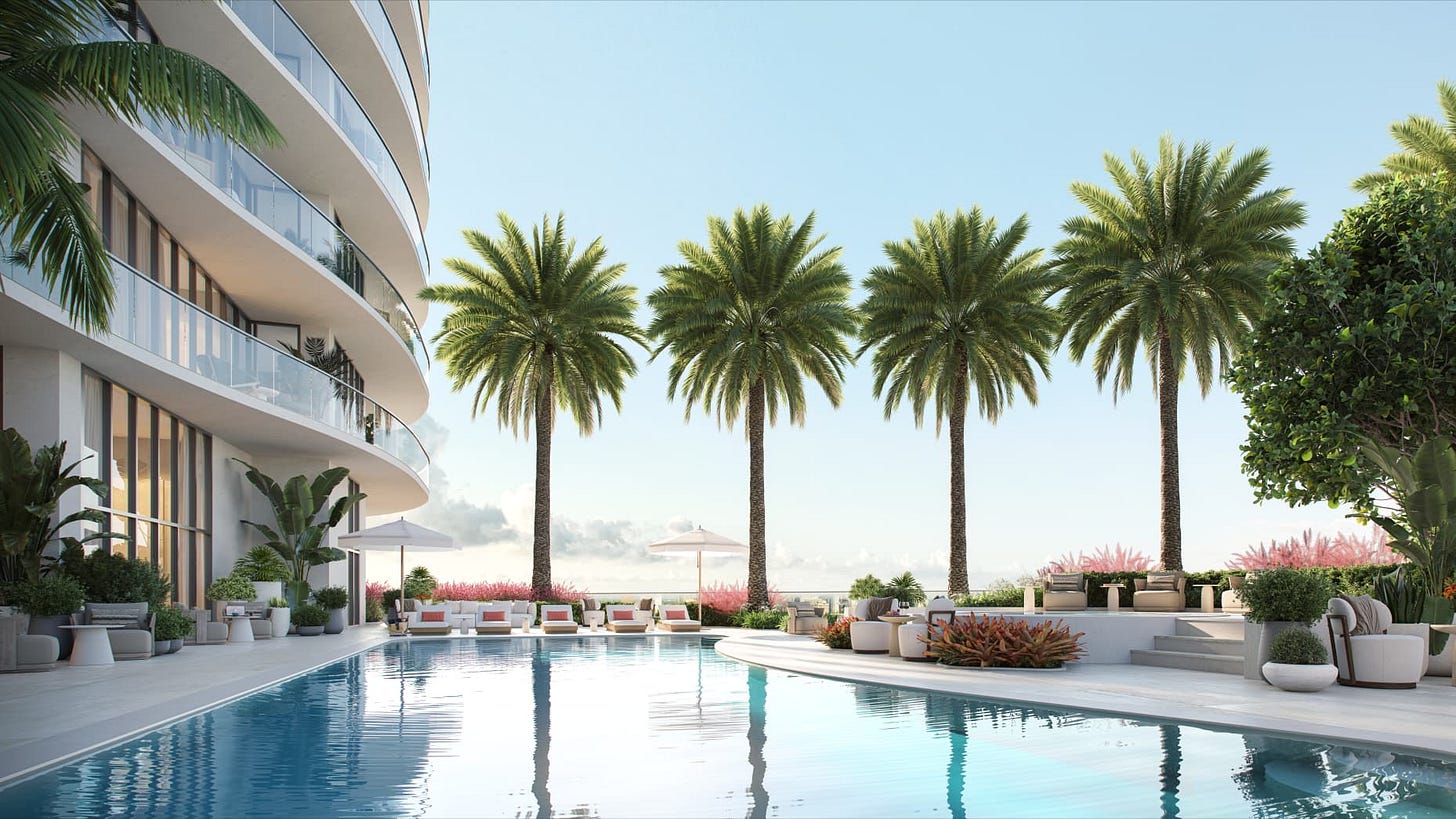 Renderings of plans for a new development at the Bahia Mar marina in Fort Lauderdale, Florida.