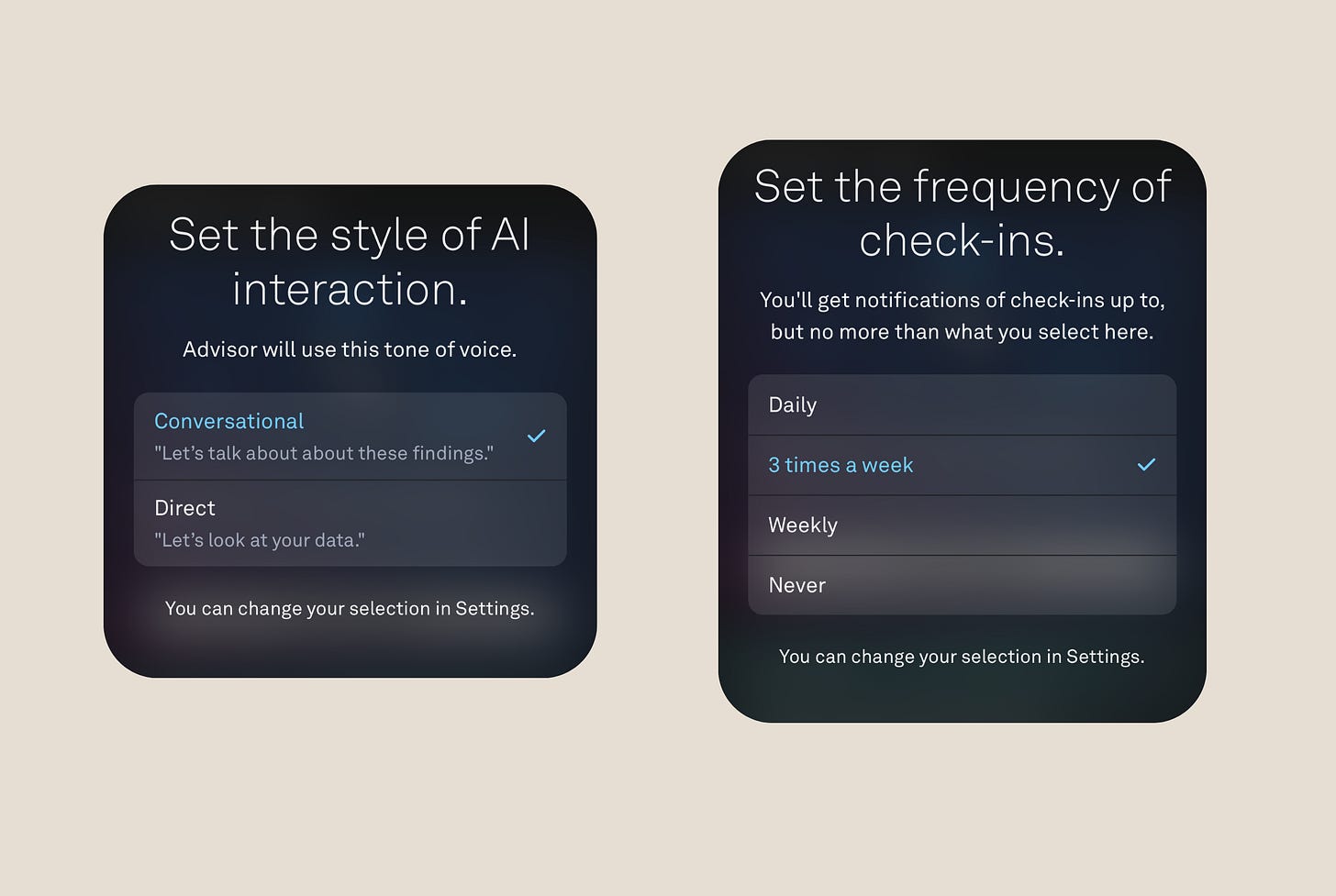 Oura Advisor Setup Screens