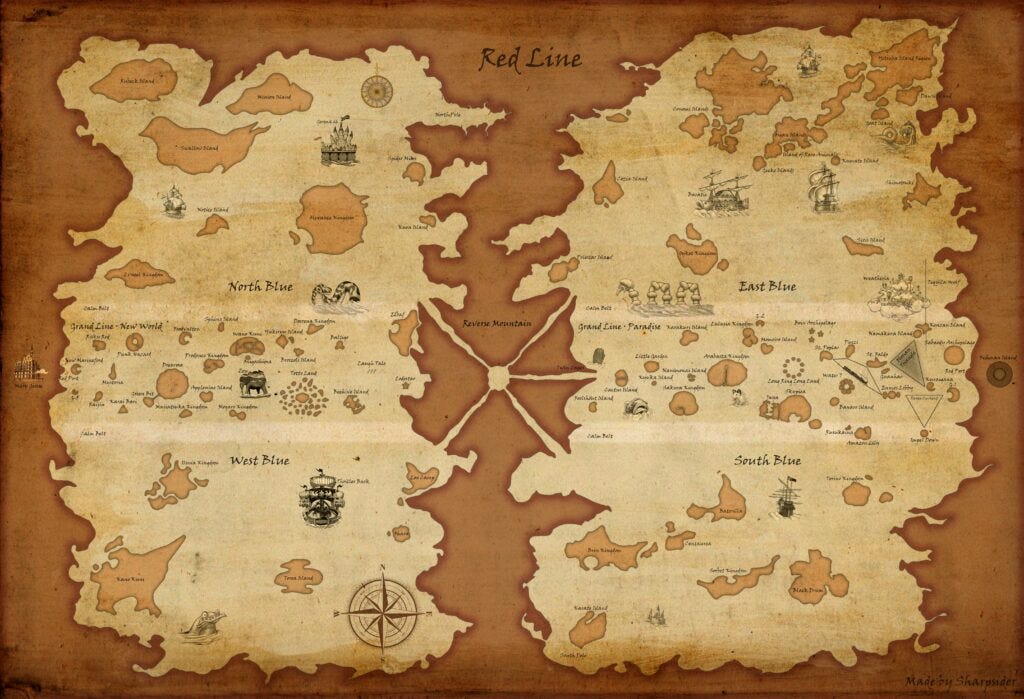 Mapa del mundo de One Piece (2021) Mapa del mundo de One Piece (2021)