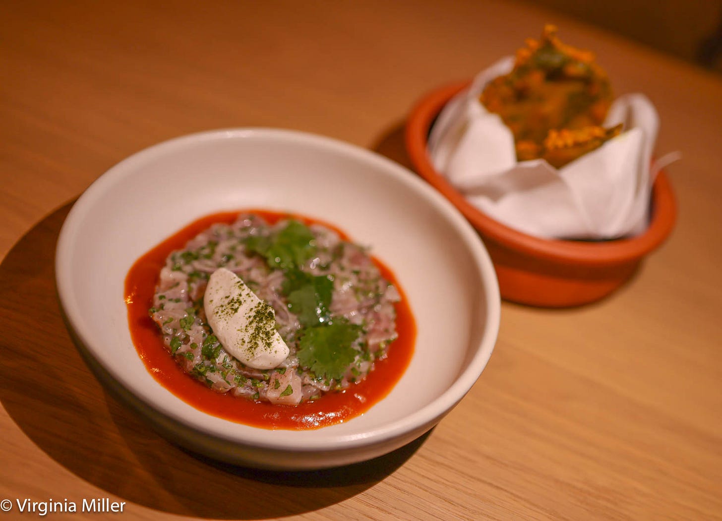 Eylan cured hamachi crudo. Photo Credit Virginia Miller.
