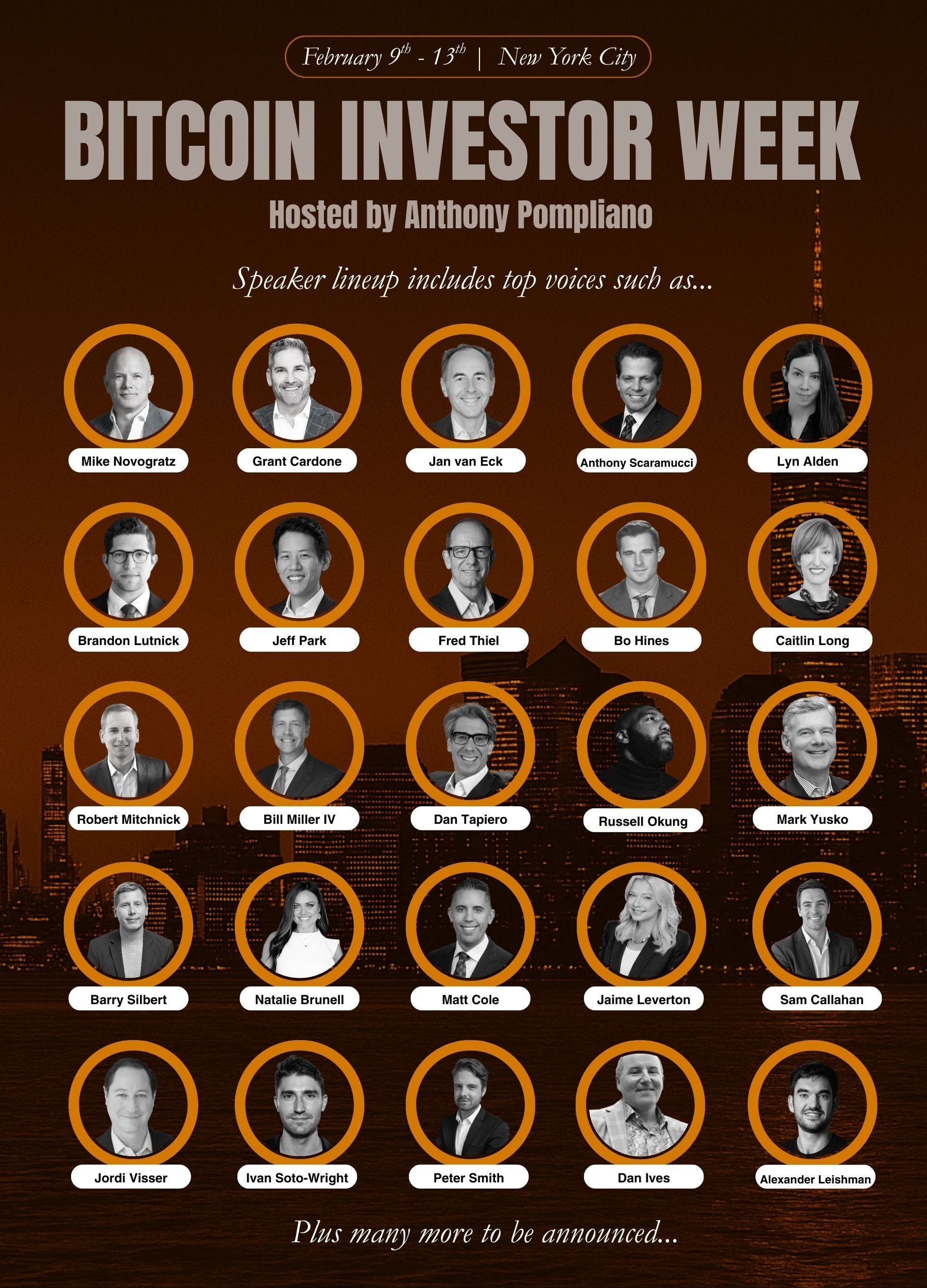 Special Invitation for Pomp Letter subscribers to Bitcoin Investor Week