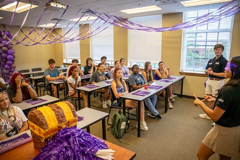 Students enjoy the events of IMPACT. While IMPACT is an opportunity to learn more about campus and get registered for classes, students have time for fun at Camp Butter and Egg! (PHOTOS/Joey Meredith)