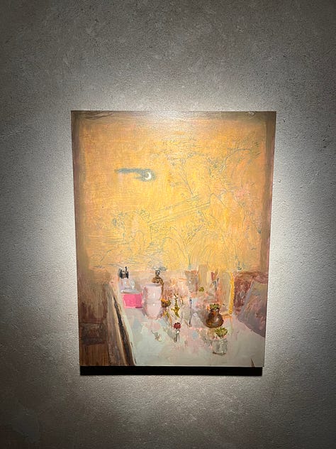 Paintings by Sebastián Espejo and Pierre Bonnard, also prints by Hokkusai and Hiroshige, and an image of the lower gallery