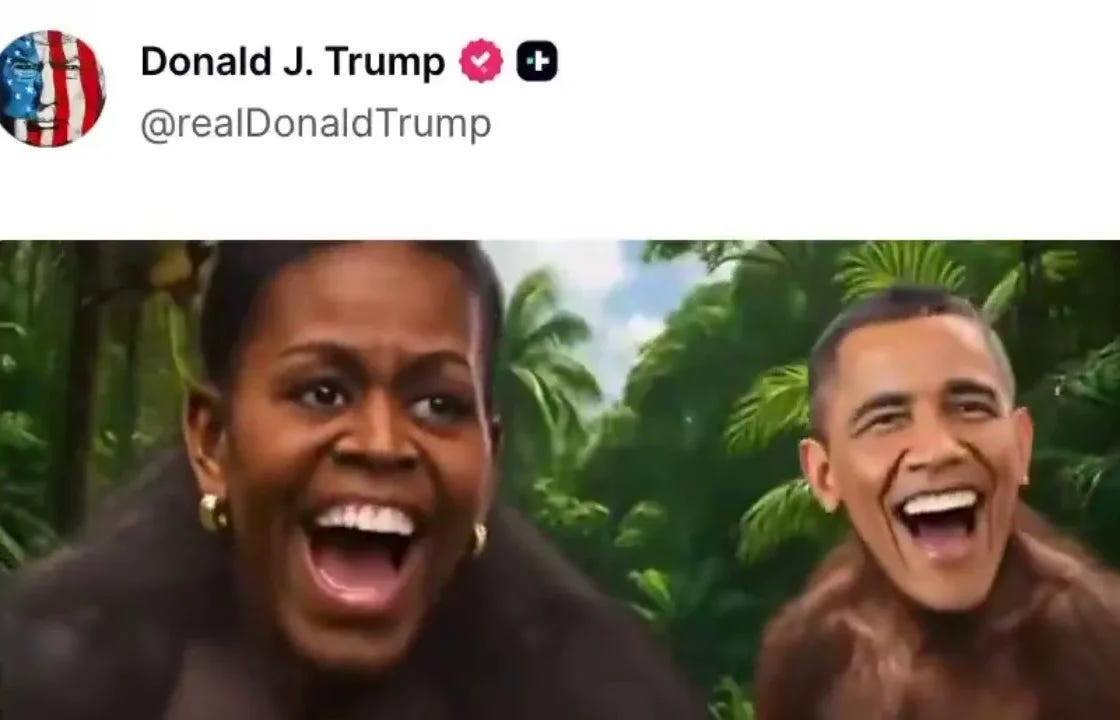 EUA: Trump publica vídeo racista que retrata casal Obama como macacos EUA: Trump publica vídeo racista que retrata casal Obama como macacos