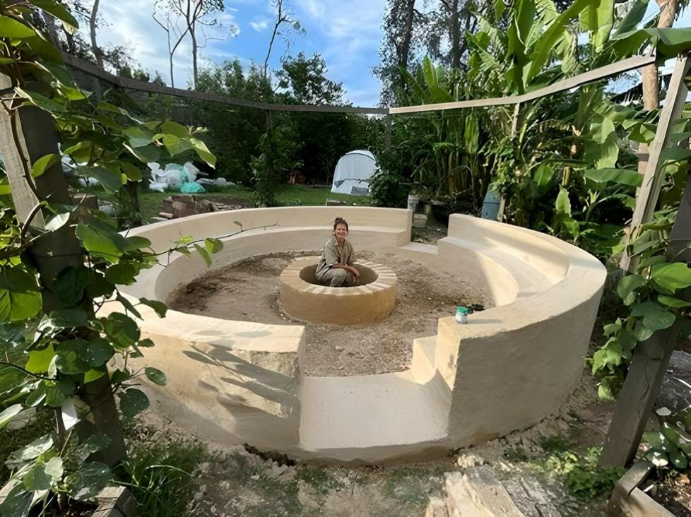 Amanda Argent takes a well-deserved break after the construction of her impressive Communal circle