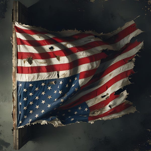 Distressed, upside-down American flag Distressed, upside-down American flag