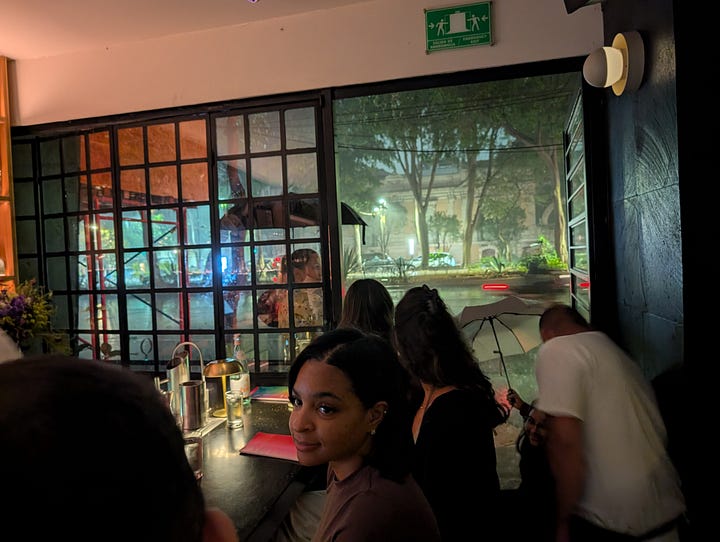 People in Mexico City cocktail bars when it's raining outside