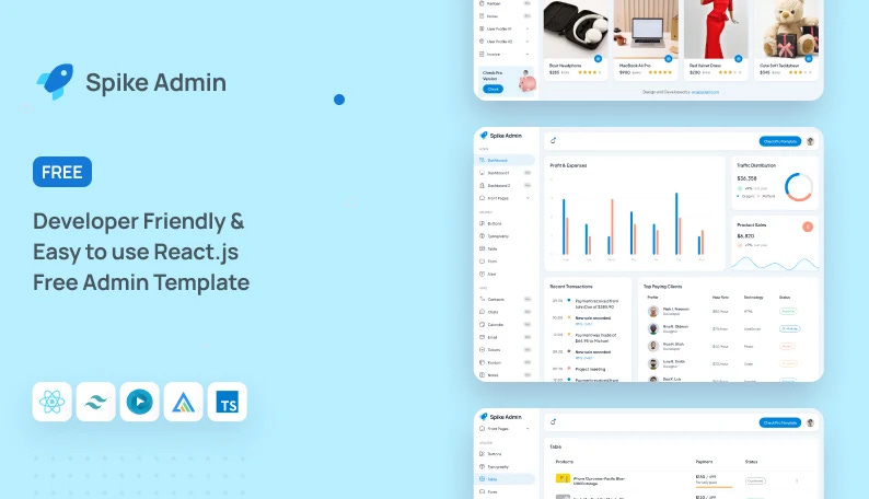 Spike Free React Tailwind Admin Template Spike Free React Tailwind Admin Template
