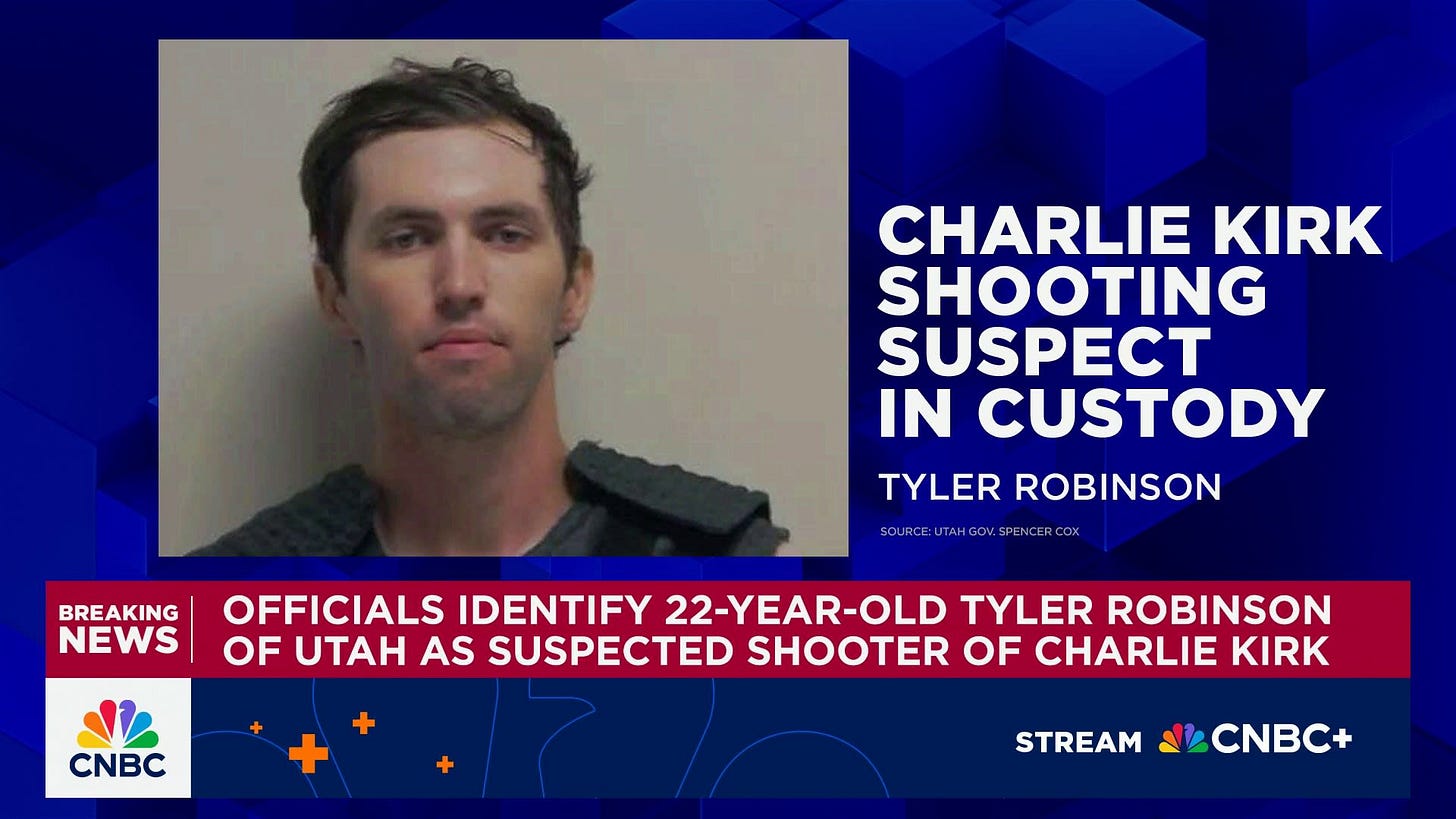 Officials identify 22-year-old Tyler Robinson of Utah as suspected shooter  of Charlie Kirk