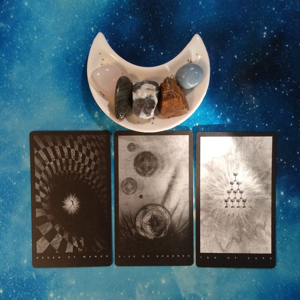 A Message from the Universe ~ Growing and Glowing, The Black Tarot Cards