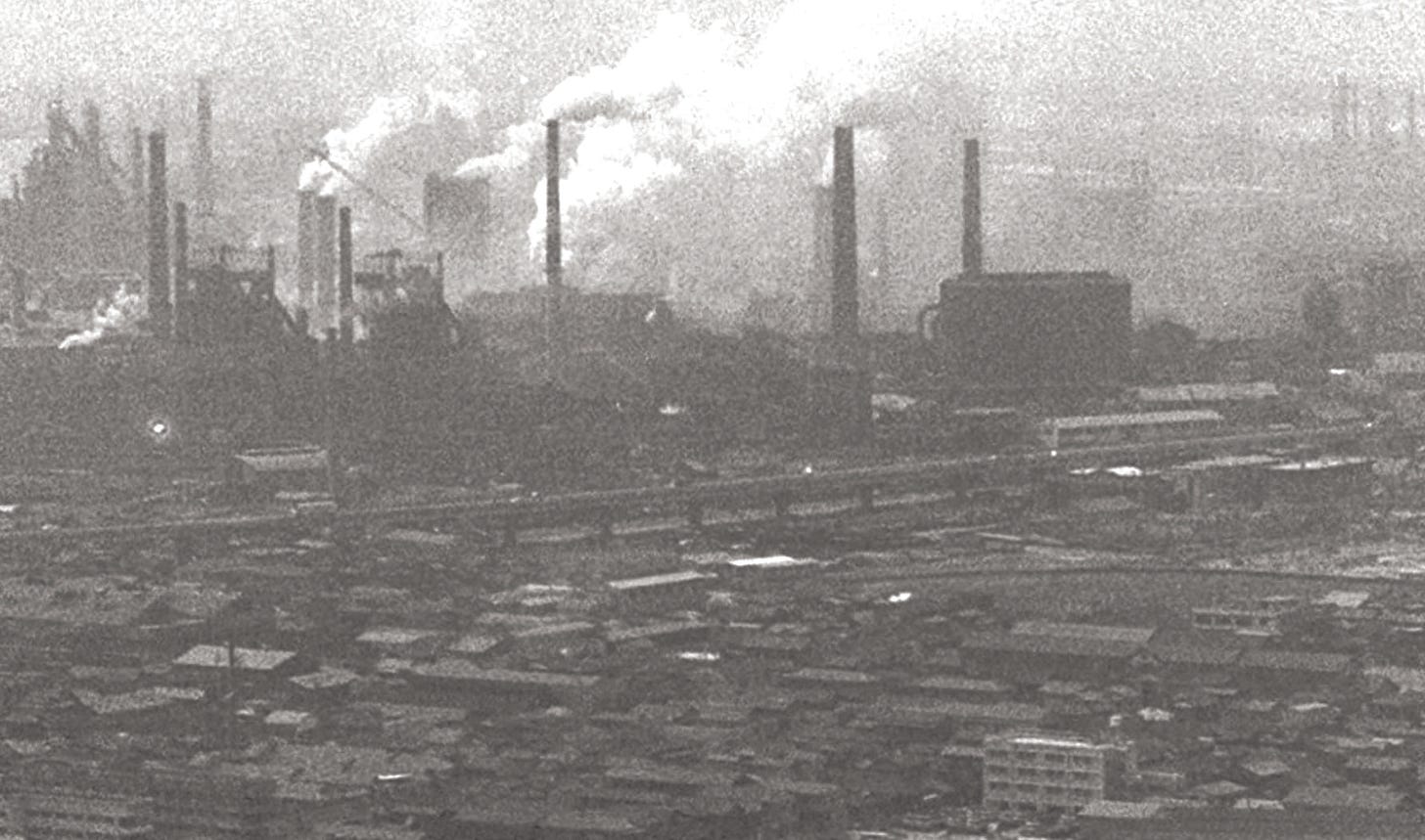 Smoke monsters: An aerial view of factories near the city of Kawasaki, Kanagawa Prefecture, in 1970. Pollution from neighboring districts used to drift into Tokyo and negatively affect the quality of air in the capital.