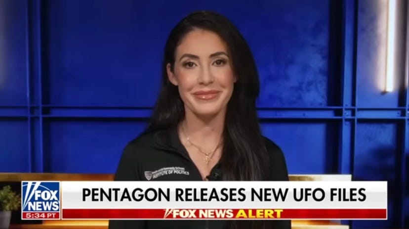 TV news report: "We need to see more from UFO files, says Rep. Anna Paulina Luna"