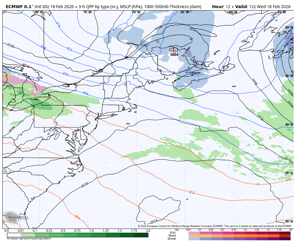 Snow misses low and away Wednesday - Pine Tree Weather