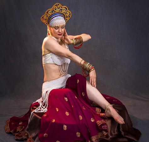 The author in a variety of poses and costumes with hints of all that Indian Dance adoration