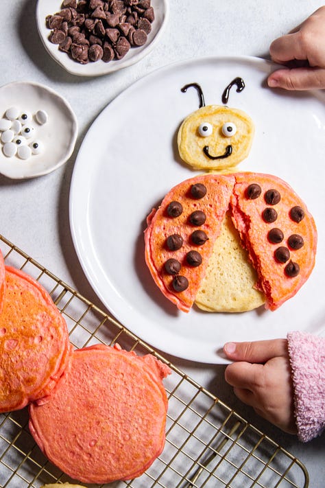 Heart shaped cake, everything I read in January 2023 and love bug pancakes