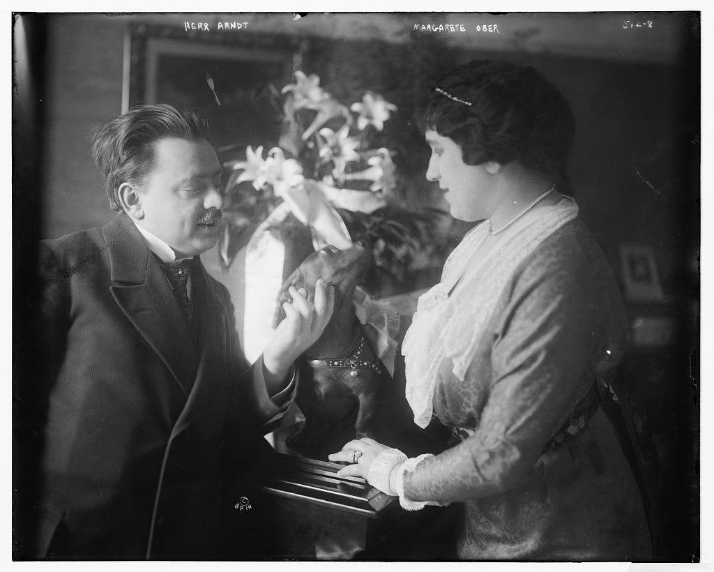 Margarethe Arndt-Ober and Arthur Arndt (and a Very Good Dog), ca. 1916 