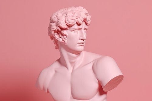 Ancient Greek God sculpture. AI generated image.