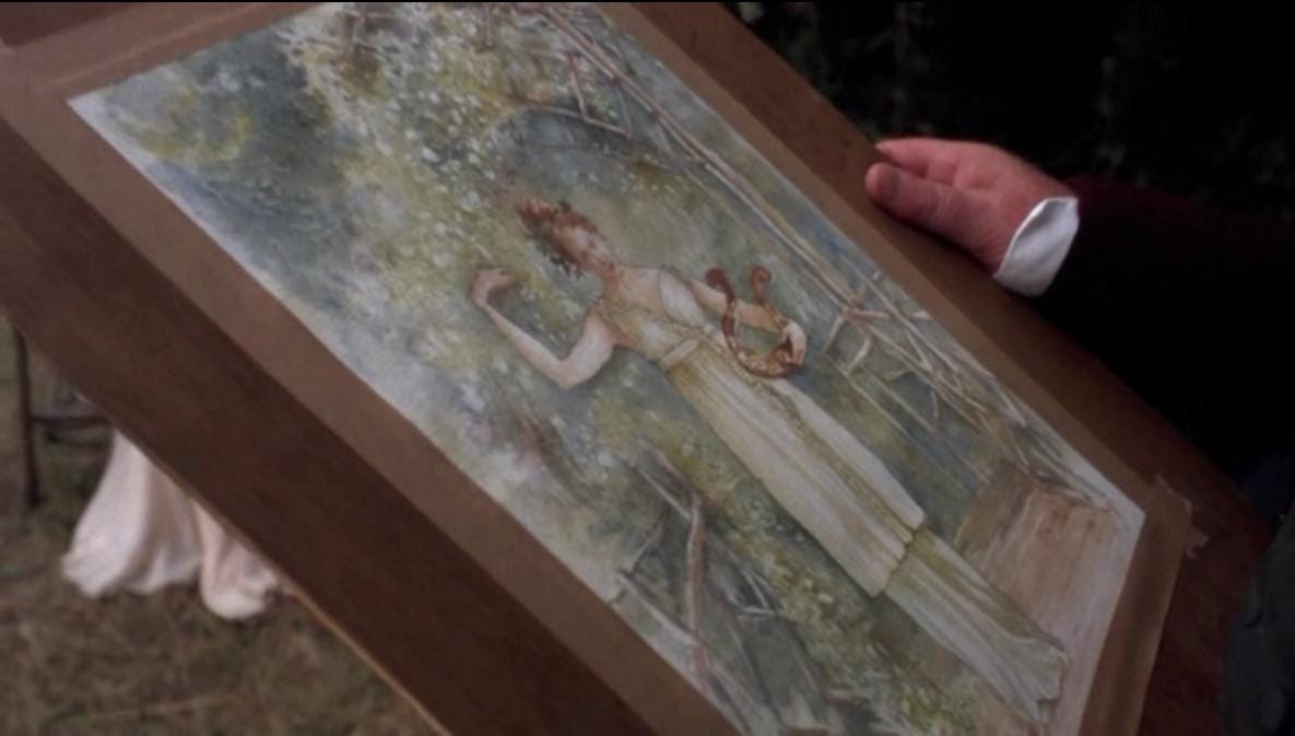 Portrait of Harriet Smith completed by Emma. More of a likeness than a true depiction, really. 