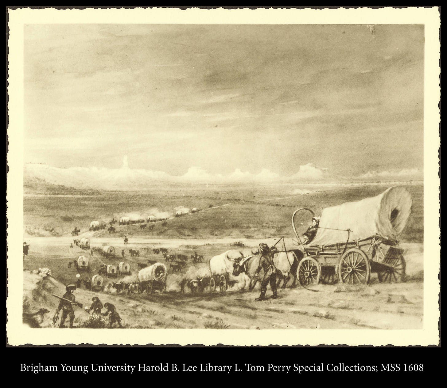 Photo of a wagon train.